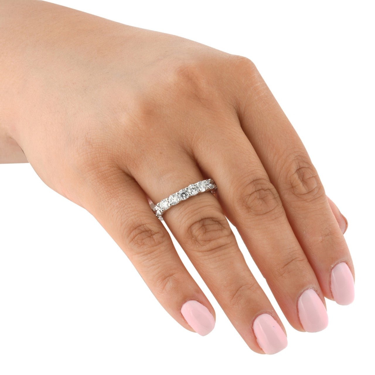 AGI Certified 2 CTW Round Lab Grown Diamond Eternity Band in 14K White Gold (F - VS) - Bijoux Majestique Jewelry