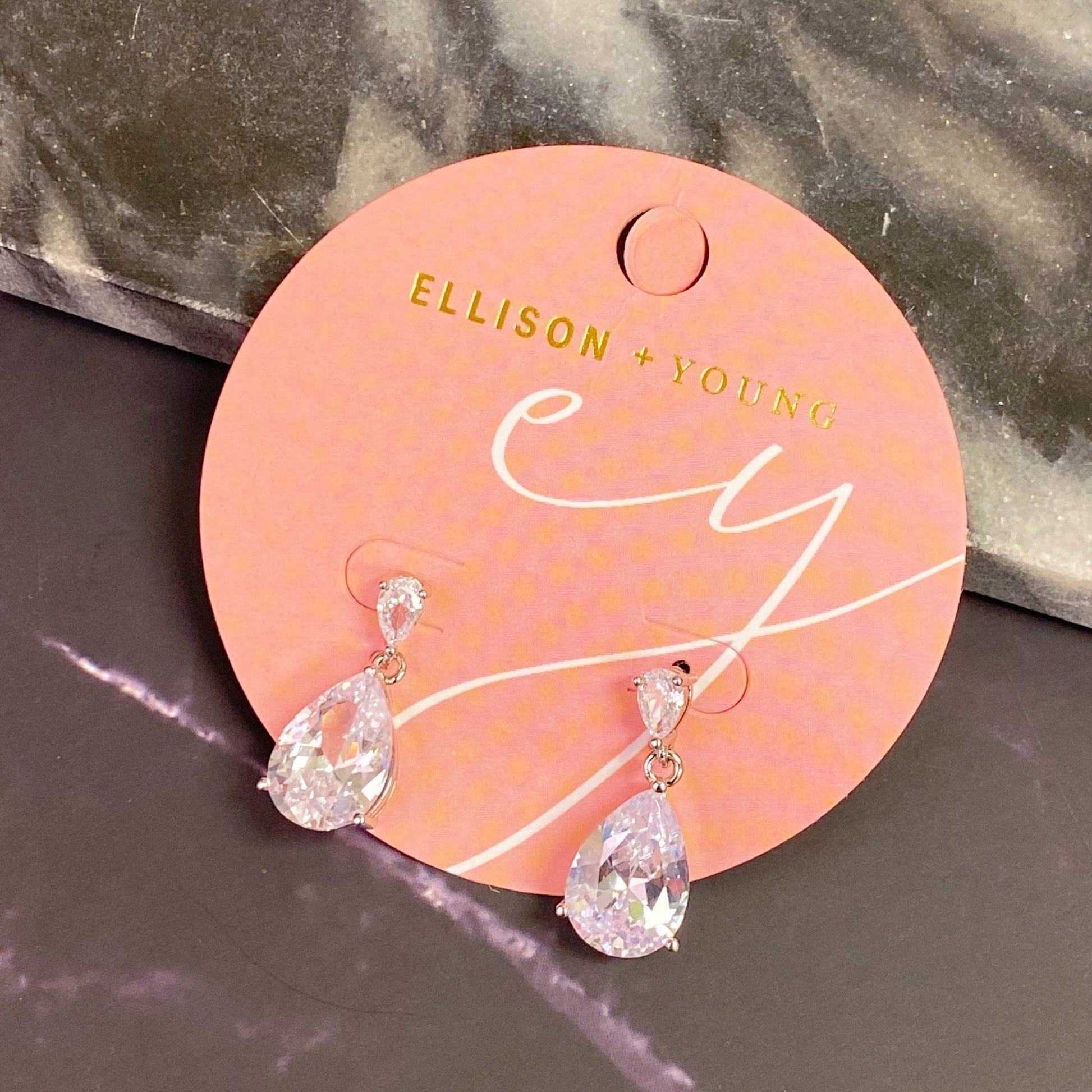 Crystal Clear Teardrop Earrings - Bijoux Majestique Jewelry