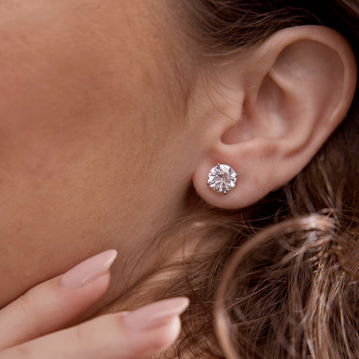 4.00 CTW AGI Certified Lab Grown Diamond Stud Earrings in 14K White or Yellow Gold - G Color VS Clarity - New Generation Old Tradition