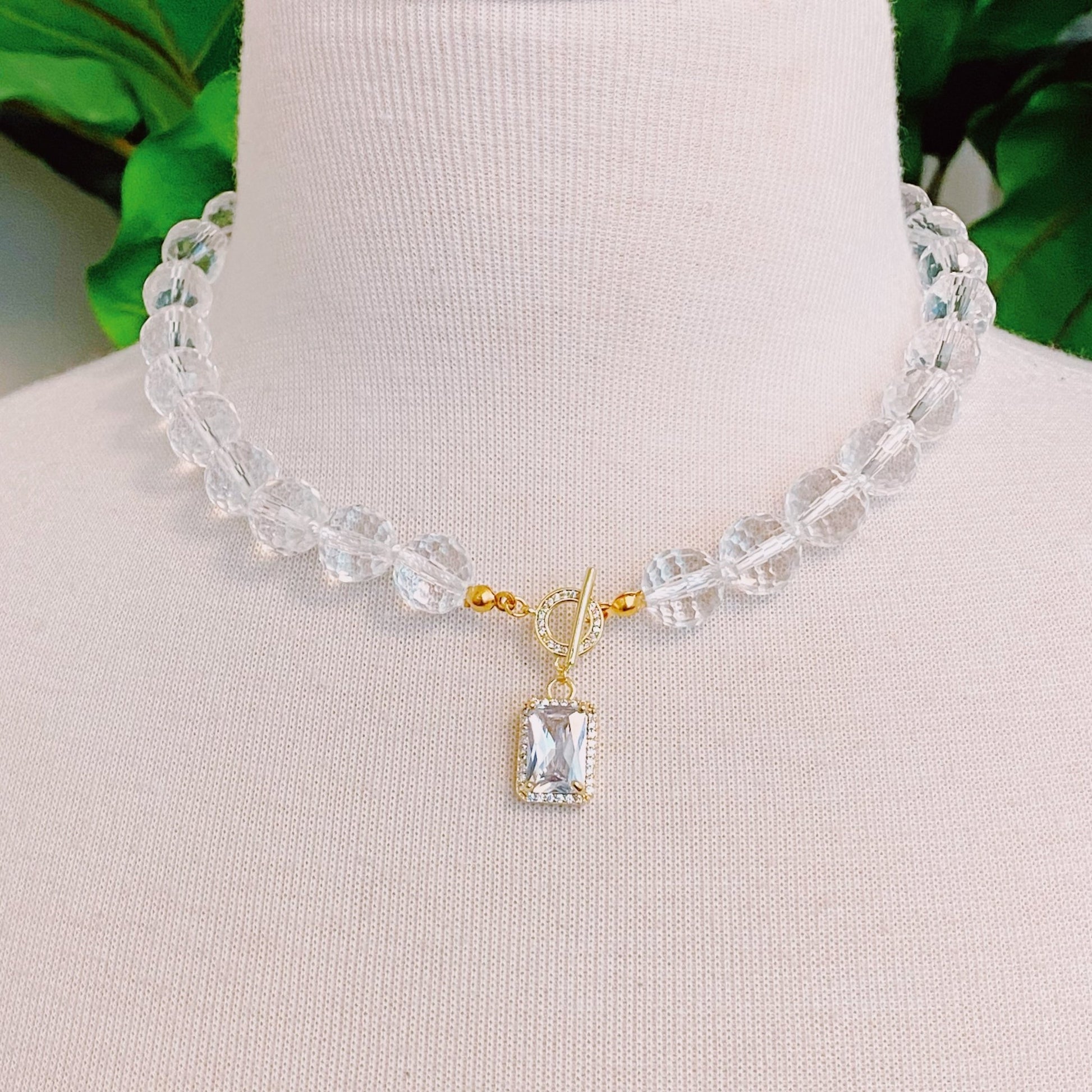 Clear Crystal Ball Chain Necklace - Bijoux Majestique Jewelry