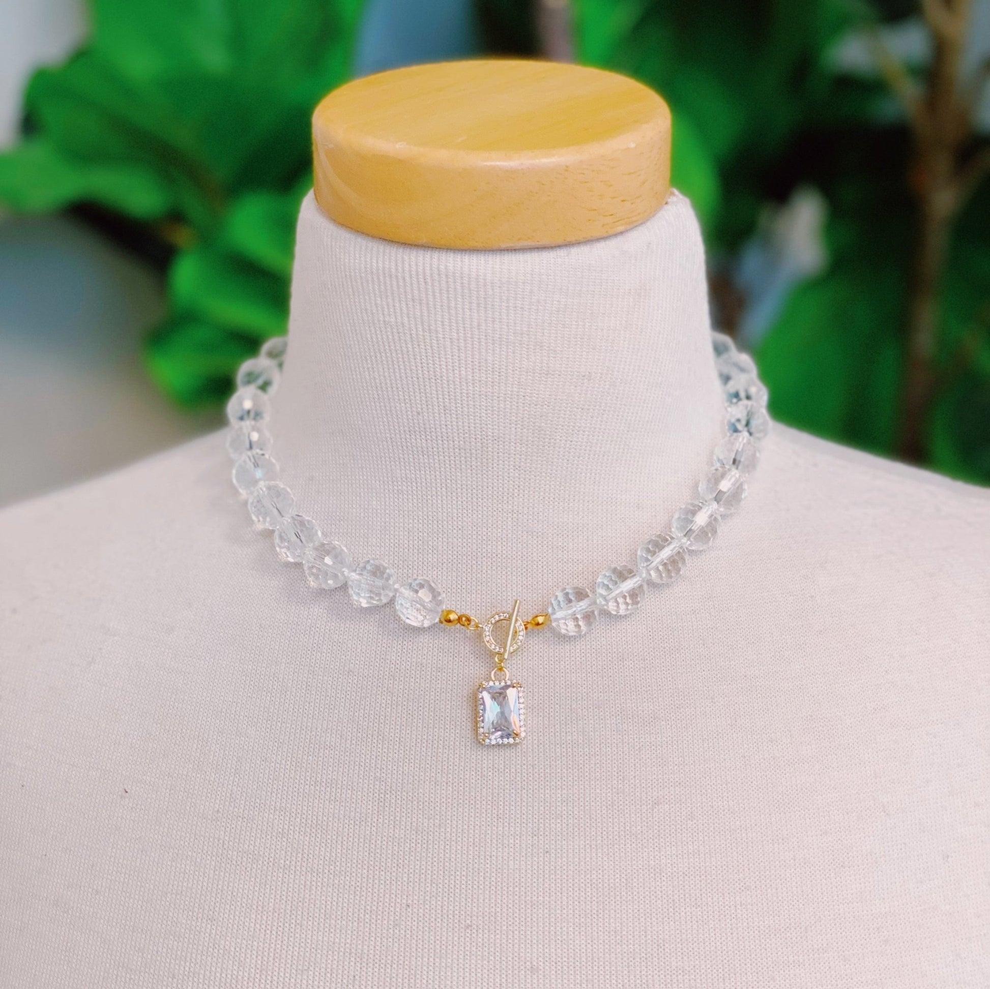 Clear Crystal Ball Chain Necklace - Bijoux Majestique Jewelry