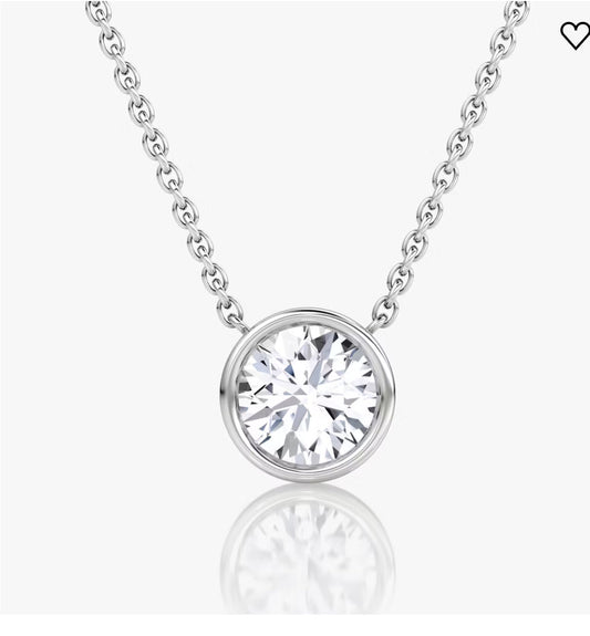 AGI Certified 1.00 Ctw Bezel Set Round Lab Grown Diamond Pendant - G/VS Clarity in Choice of 14K White or Yellow Gold - Bijoux Majestique Jewelry