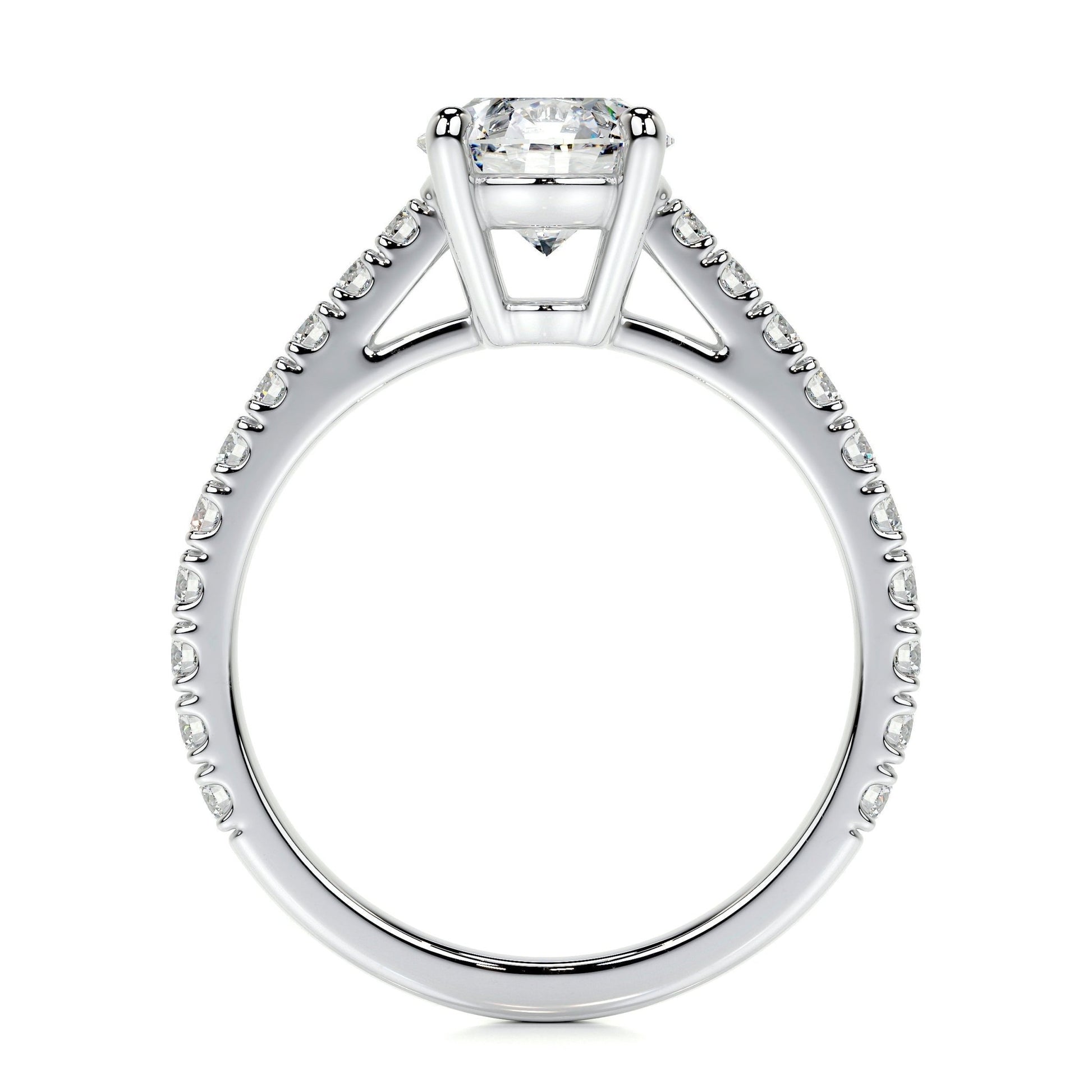 Round Brilliant Lab Grown Diamond Channel Setting Engagement Ring (F/VS) in 14K White Gold - Bijoux Majestique Jewelry