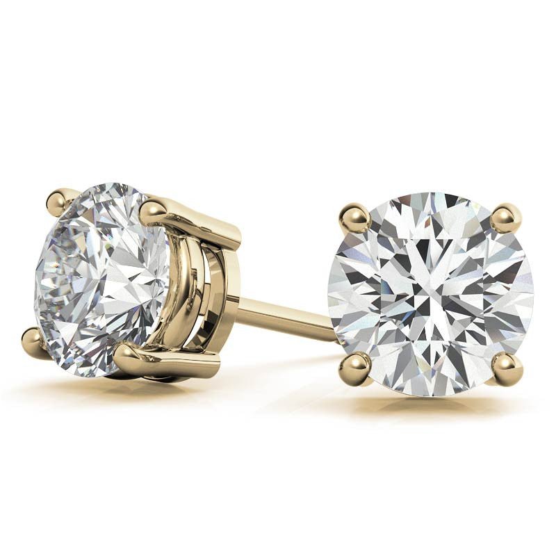 4.00 CTW AGI Certified Lab Grown Diamond Stud Earrings in 14K White or Yellow Gold - G Color VS Clarity - New Generation Old Tradition