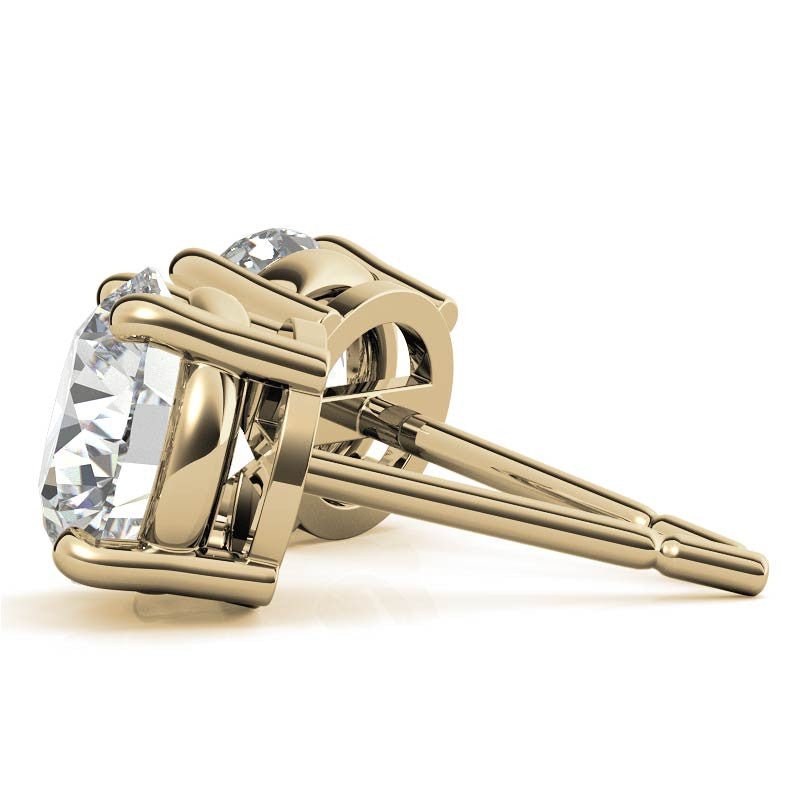 4.00 CTW AGI Certified Lab Grown Diamond Stud Earrings in 14K White or Yellow Gold - G Color VS Clarity - New Generation Old Tradition