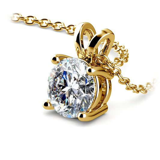 1.00 CTW AGI Certified Lab Grown Diamond Pendant - G/VS Clarity Round Cut in Choice of 14K White or Yellow Gold - Bijoux Majestique Jewelry