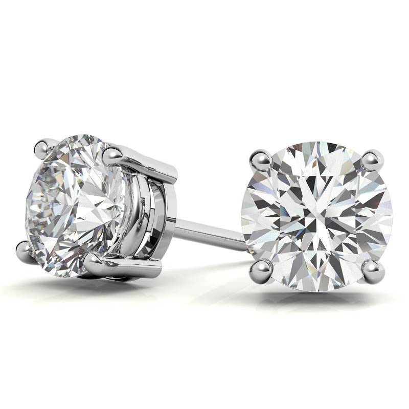 4.00 CTW AGI Certified Lab Grown Diamond Stud Earrings in 14K White or Yellow Gold - G Color VS Clarity - New Generation Old Tradition